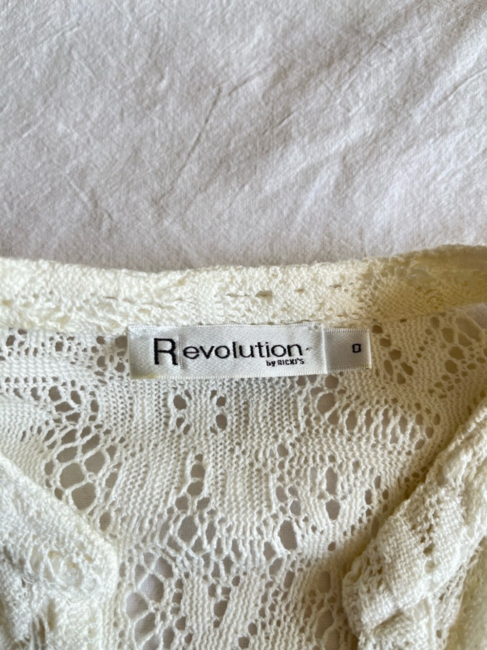 Ricki’s White Lace Boho Blouse Peasant Gauze Top Size 0 Cottagecore Romantic - Picture 16 of 16